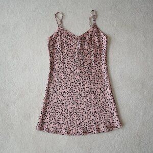 NWT! REFORMATION MADE IN USA SILK DRESS ANIMAL LEOPARD PRINT PINK BLACK XS